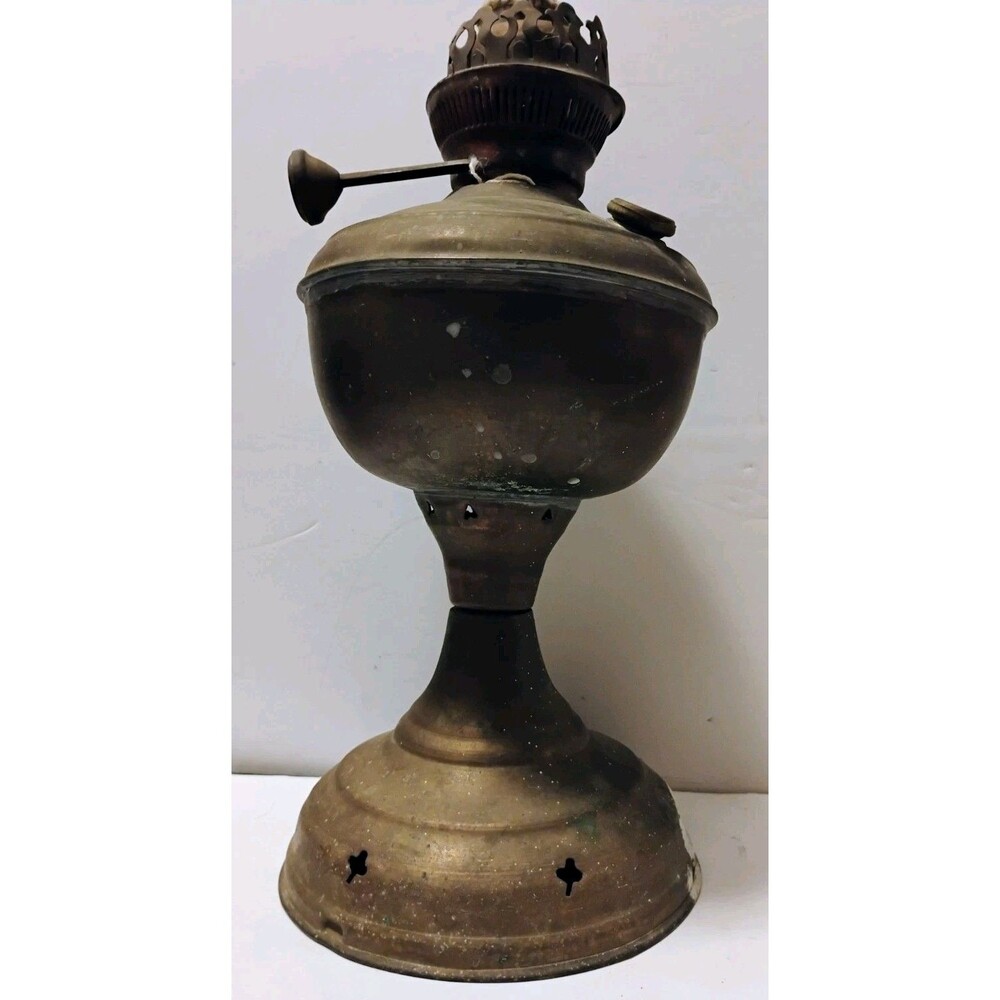 Antique 11" Center Draft Kerosene Parlor Table Lamp Base with Intact Round Wick